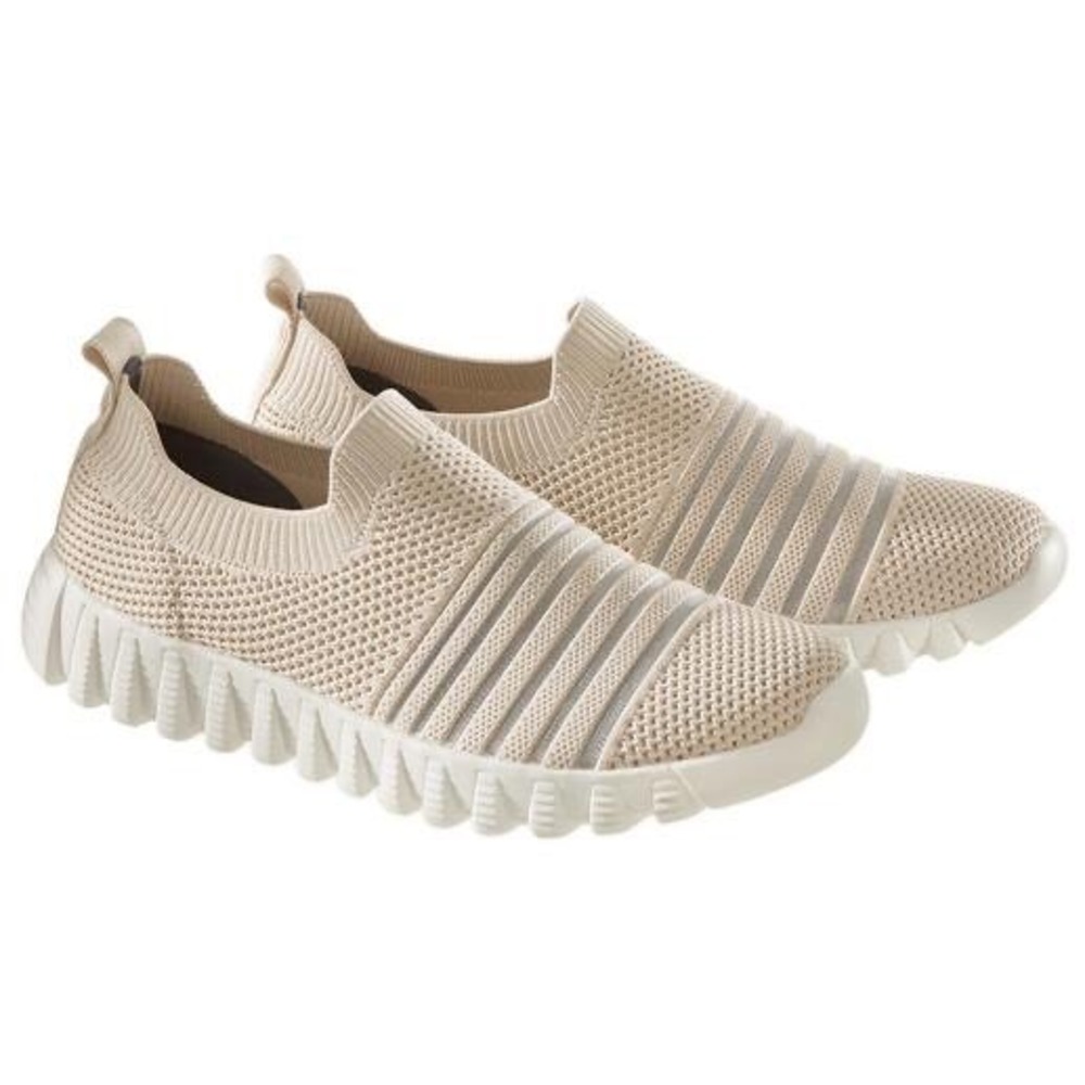 Bernie Mev Women Knit Slip On Sneakers Beige Comfort Size 10